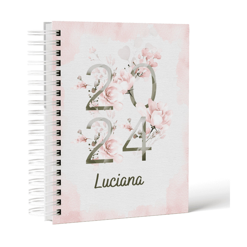 Agenda 2024 - Personalize com seu Nome - Capa Dura - Floral 2024