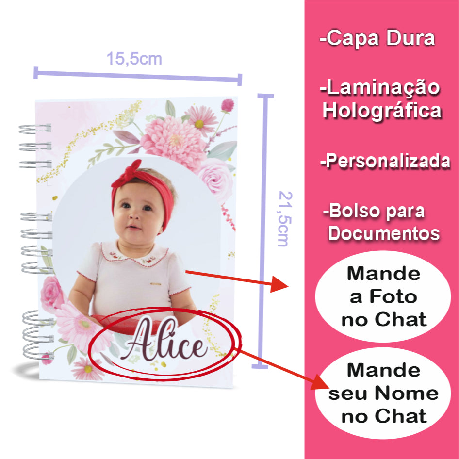 Agenda Escolar - Personalizada  - Infantil  - com Foto - Permanente - Capa Dura Holográfica